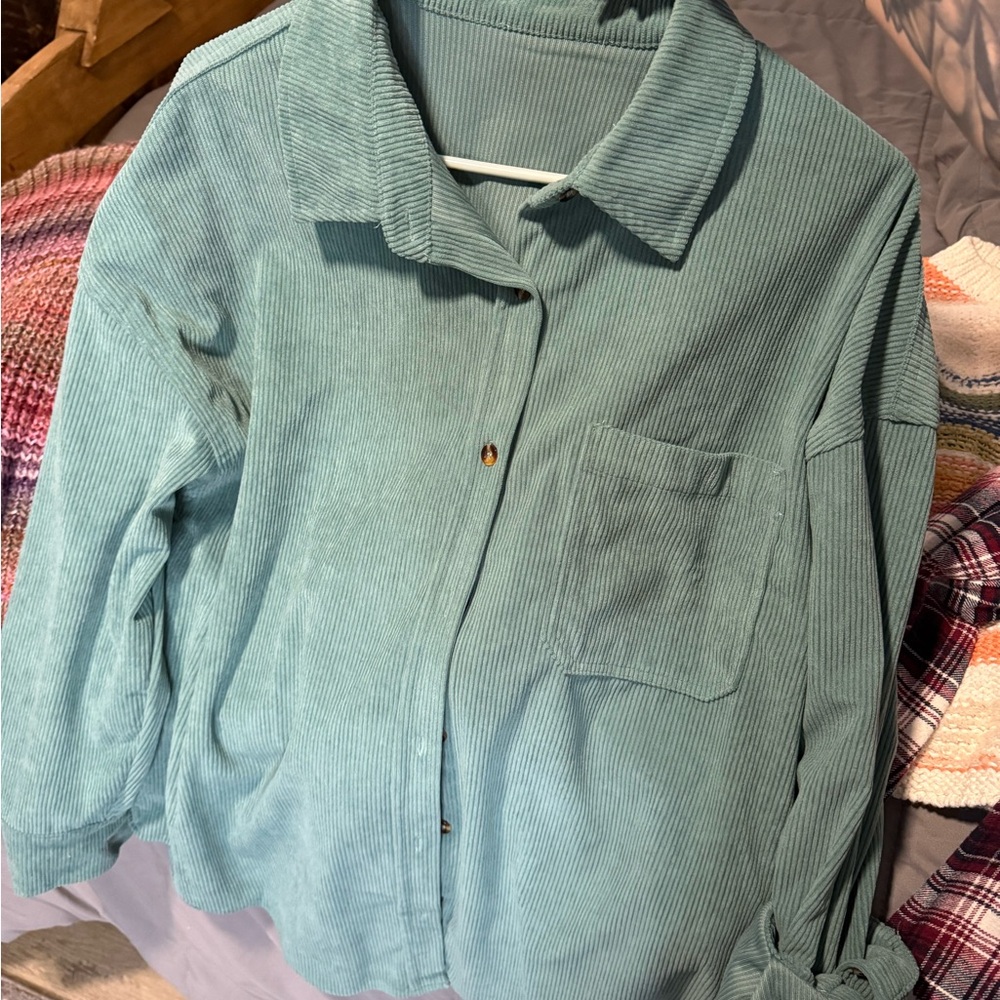 Amazon Essentials Women's Light Blue Corduroy Jacket
